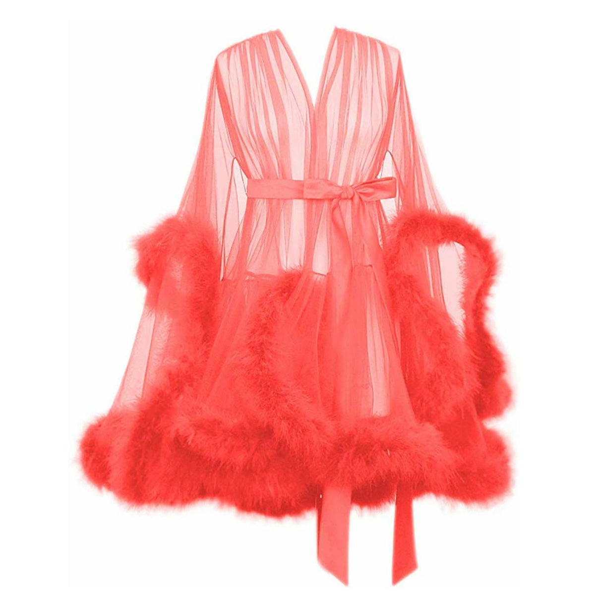 CdotCarterShop Pink Fur Robe marabou online sheer fur robe